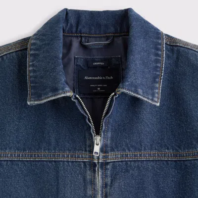 Abercrombie & Fitch Easy Denim Zip Jacket In Blue