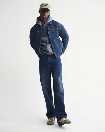 Abercrombie & Fitch Easy Denim Zip Jacket In Blue