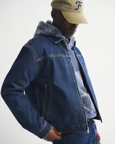 Abercrombie & Fitch Easy Denim Zip Jacket In Blue