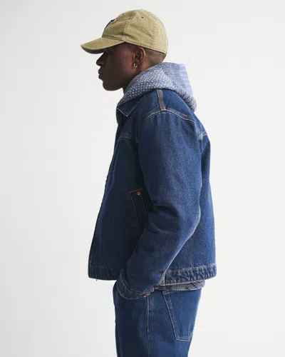 Abercrombie & Fitch Easy Denim Zip Jacket In Blue