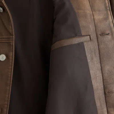 Abercrombie & Fitch Vegan Leather Trucker Jacket In Brown