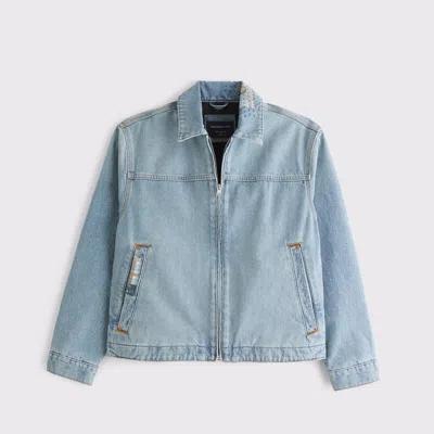 Abercrombie & Fitch Easy Denim Zip Jacket In Brown