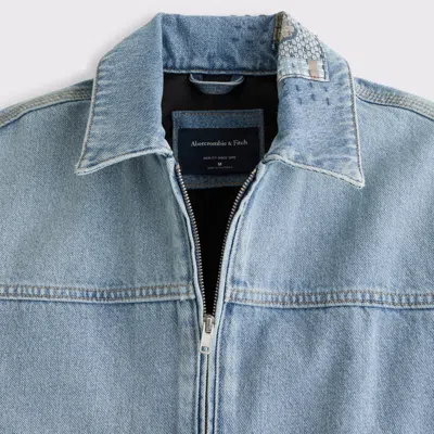Abercrombie & Fitch Easy Denim Zip Jacket In Brown