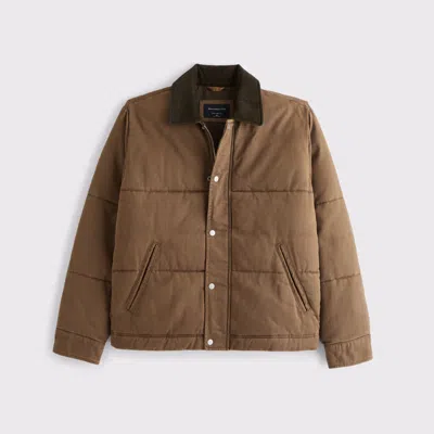 Abercrombie & Fitch Workwear Puffer In Brown