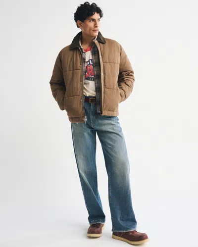 Abercrombie & Fitch Workwear Puffer In Brown