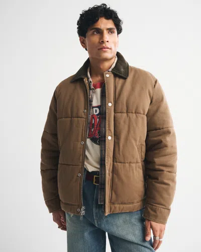 Abercrombie & Fitch Workwear Puffer In Brown