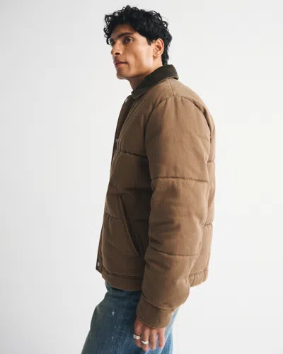 Abercrombie & Fitch Workwear Puffer In Brown