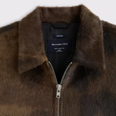 Abercrombie & Fitch Vegan Pony Hair Zip Trucker Jacket