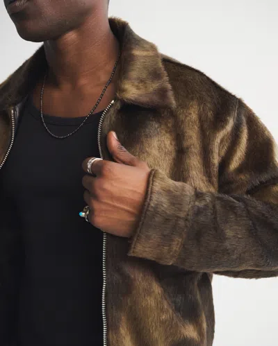 Abercrombie & Fitch Vegan Pony Hair Zip Trucker Jacket