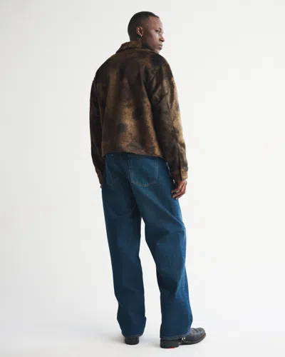 Abercrombie & Fitch Vegan Pony Hair Zip Trucker Jacket