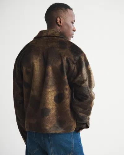 Abercrombie & Fitch Vegan Pony Hair Zip Trucker Jacket