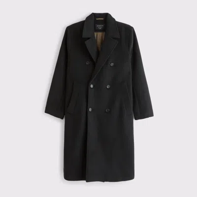 Abercrombie & Fitch Wool-blend Double-breasted Coat In Black
