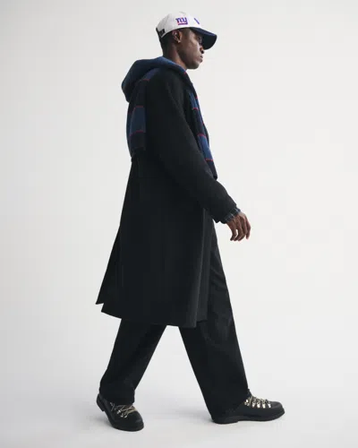 Abercrombie & Fitch Wool-blend Double-breasted Coat In Black