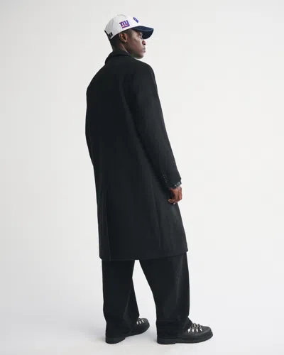 Abercrombie & Fitch Wool-blend Double-breasted Coat In Black