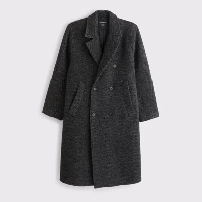Abercrombie & Fitch Wool-blend Double-breasted Coat In Gray