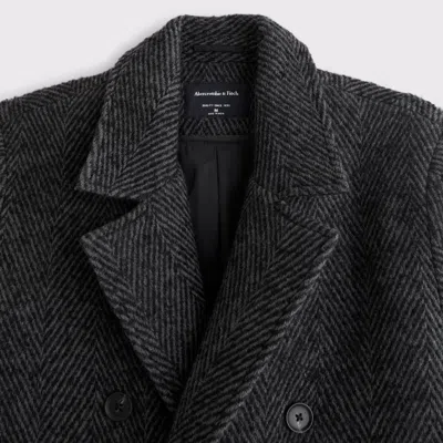 Abercrombie & Fitch Wool-blend Double-breasted Coat In Gray