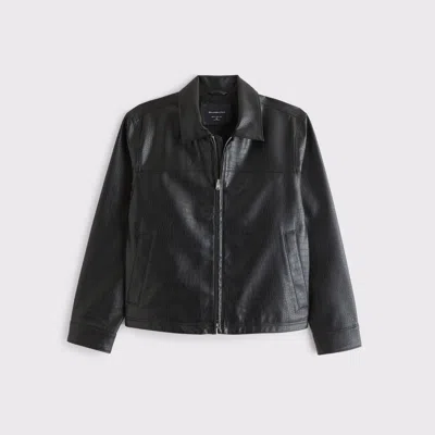 Abercrombie & Fitch Easy Vegan Leather Zip Jacket In Black