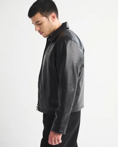 Abercrombie & Fitch Easy Vegan Leather Zip Jacket In Black