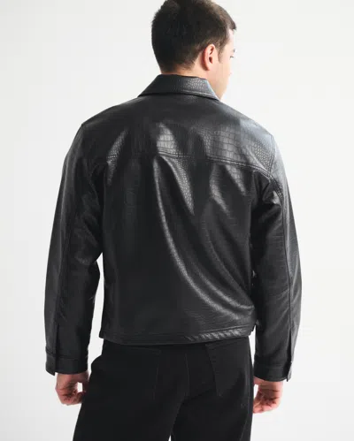 Abercrombie & Fitch Easy Vegan Leather Zip Jacket In Black