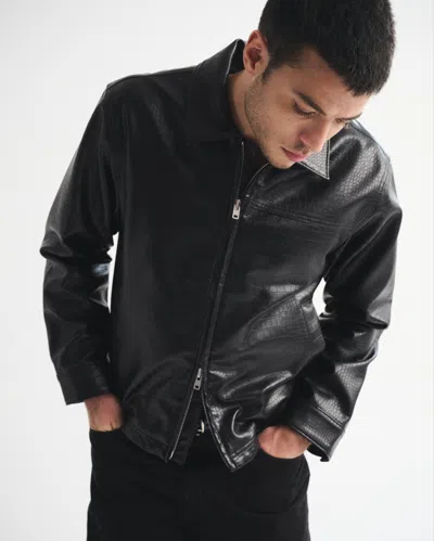 Abercrombie & Fitch Easy Vegan Leather Zip Jacket In Black