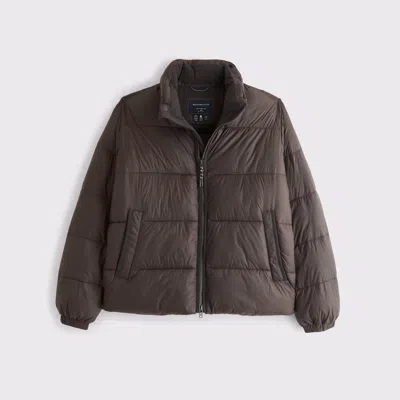 Abercrombie & Fitch A&f Aircloud Mockneck Puffer In Brown