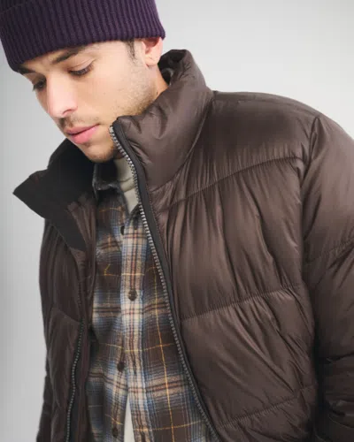 Abercrombie & Fitch A&f Aircloud Mockneck Puffer In Brown