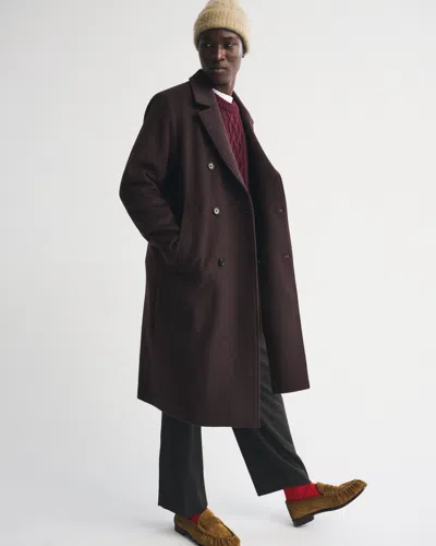 Abercrombie & Fitch Wool-blend Double-breasted Coat In Brown