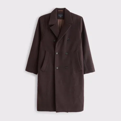 Abercrombie & Fitch Wool-blend Double-breasted Coat In Brown