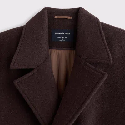 Abercrombie & Fitch Wool-blend Double-breasted Coat In Brown