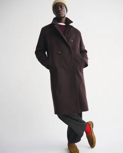 Abercrombie & Fitch Wool-blend Double-breasted Coat In Brown