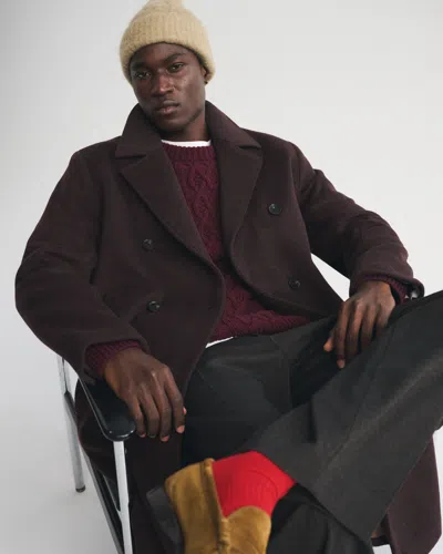 Abercrombie & Fitch Wool-blend Double-breasted Coat In Brown