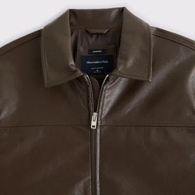 Abercrombie & Fitch Vegan Leather Zip Jacket In Brown