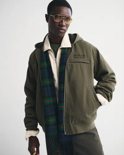 Abercrombie & Fitch Hooded Workwear Bomber Jacket In Green