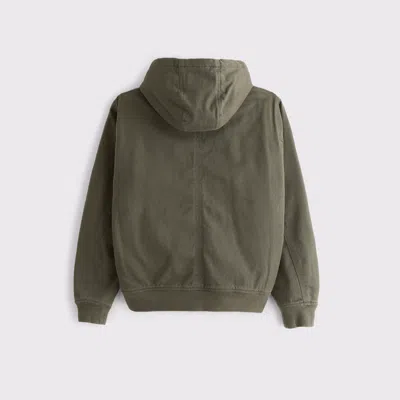 Abercrombie & Fitch Hooded Workwear Bomber Jacket In Green