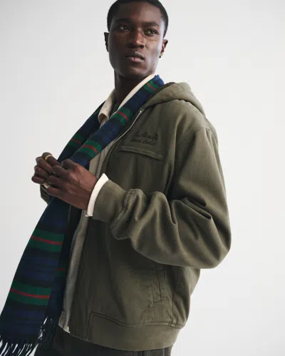 Abercrombie & Fitch Hooded Workwear Bomber Jacket In Green