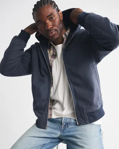 Abercrombie & Fitch Workwear Hooded Bomber Jacket In Blue