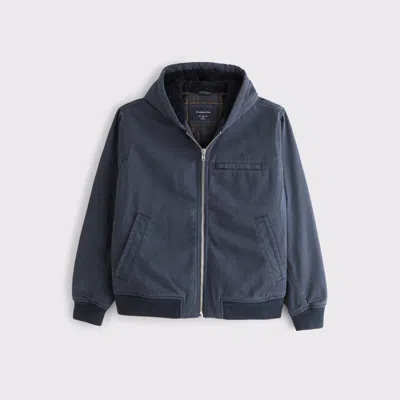 Abercrombie & Fitch Workwear Hooded Bomber Jacket In Blue