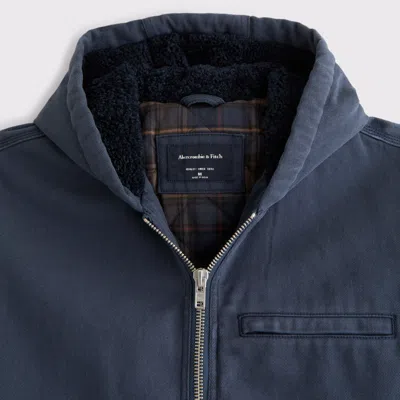 Abercrombie & Fitch Workwear Hooded Bomber Jacket In Blue