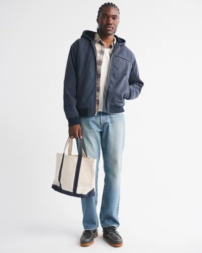 Abercrombie & Fitch Workwear Hooded Bomber Jacket In Blue