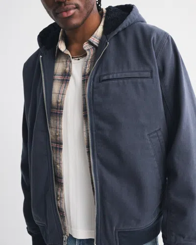 Abercrombie & Fitch Workwear Hooded Bomber Jacket In Blue
