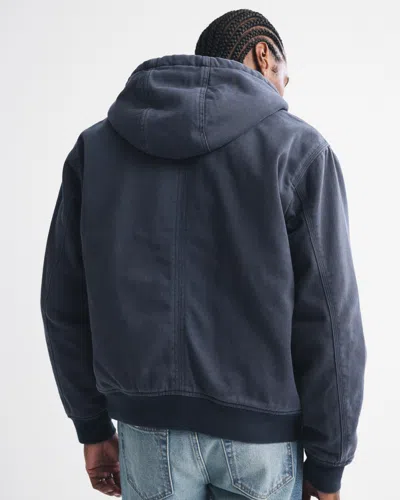 Abercrombie & Fitch Workwear Hooded Bomber Jacket In Blue