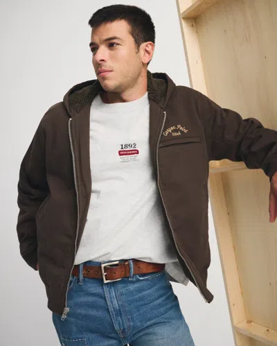 Abercrombie & Fitch Workwear Hooded Bomber Jacket In Brown