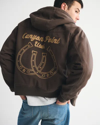 Abercrombie & Fitch Workwear Hooded Bomber Jacket In Brown