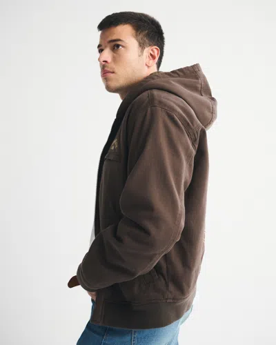 Abercrombie & Fitch Workwear Hooded Bomber Jacket In Brown