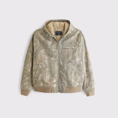 Abercrombie & Fitch Workwear Hooded Bomber Jacket In Gray