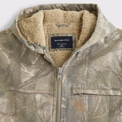 Abercrombie & Fitch Workwear Hooded Bomber Jacket In Gray