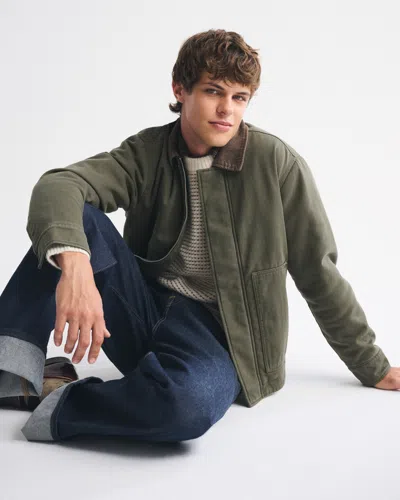 Abercrombie & Fitch Workwear Kanga Zip Jacket In Green