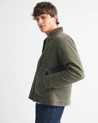 Abercrombie & Fitch Workwear Kanga Zip Jacket In Green