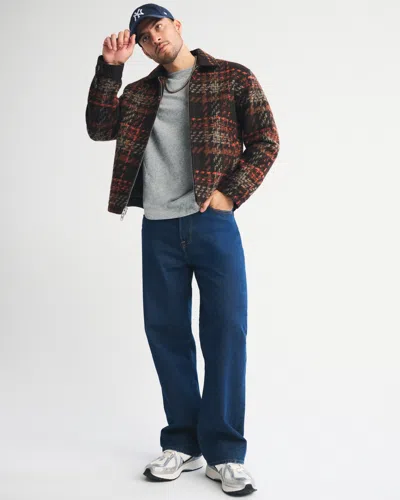 Abercrombie & Fitch Wool-blend Zip Jacket In Black