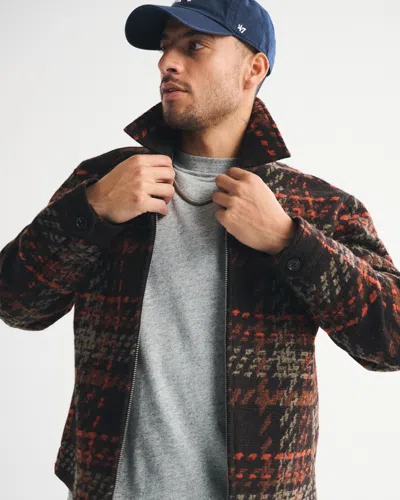 Abercrombie & Fitch Wool-blend Zip Jacket In Black